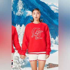 Glossier G-Pal Sweatshirt - Size Medium - Red Limited Edition Holiday Crewneck